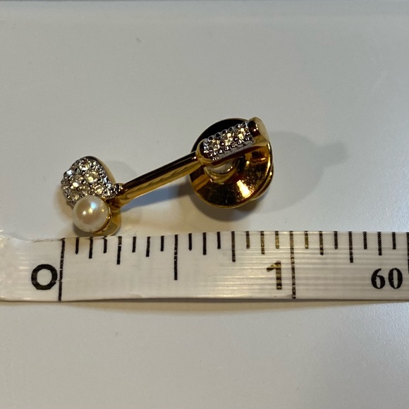 Swarovski Goldtone Crystal Enamel Golf Club Brooch Pin Faux Pearl - Picture 8 of 8